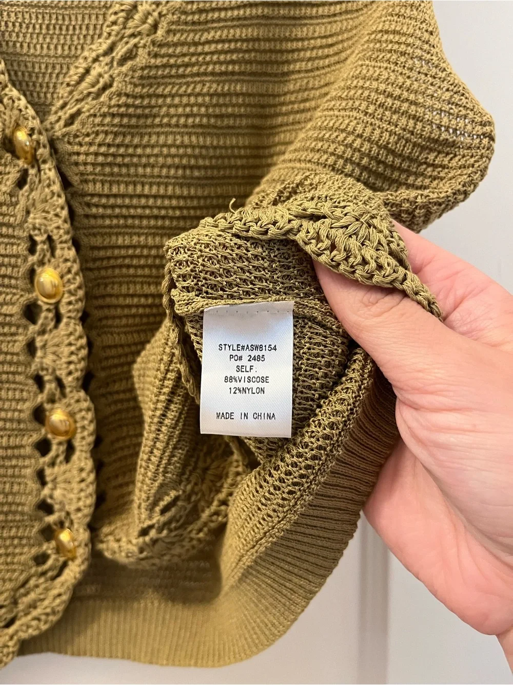 AnnieWear Crochet Button Down Sweater Vest | size medium - Picture 4 of 5